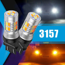 2Pcs 12V 3157 5730 20-LED Switchback Dual Color White Amber Trailer Light Bulbs