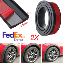 2Pcs 5.5CM Car Fender Flares Wheel Eyebrow Trim Protector Cover Black Rubber Lip