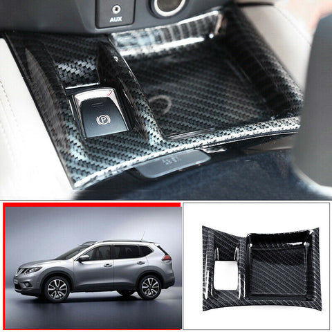 For Nissan Rogue 2014-2020 ABS Carbon Fiber Car Electronic handbrake Cover Trim