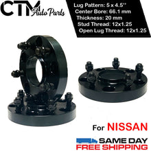 4PC 20MM THICK 5X4.5'' 66.1 HUBCENTRIC SPACER ADAPTER FIT 5LUG 12x1.25 NISSAN