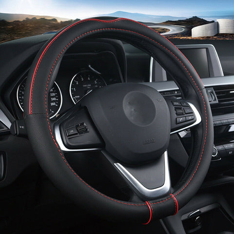 Car Steering Wheel Cover Carbon Fiber Leather Auto Non-slip Accessories 15