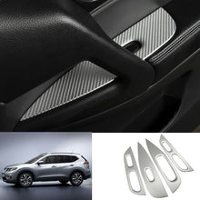 For Nissan Rogue 2014-2020 Silver Carbon Fiber Car Window lift panel switch Trim