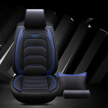 Universl Car Seat Cover PU Leather Full Set Cushion 5 Seats+W/N Pillows Black