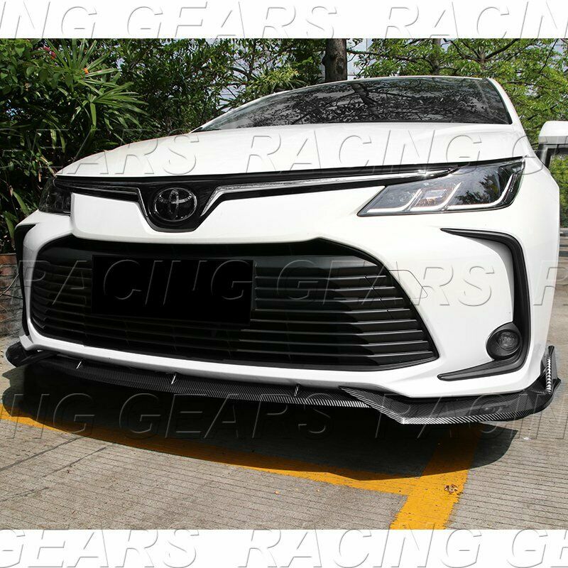 FIT 2019-2020 TOYOTA SEDAN COROLLA CARBON STYLE FRONT BUMPER BODY KIT LIP 3-PCS