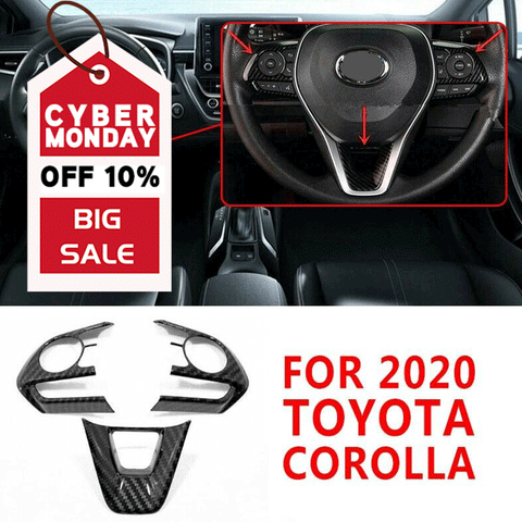 3pcs Fit for 2020 Toyota Corolla Carbon Fiber Style Steering Wheel Trim US Stock
