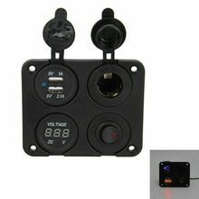 Marine Boat Car RV Voltmeter Dual USB Port 12V Power Socket 4 Hole Panel Switch