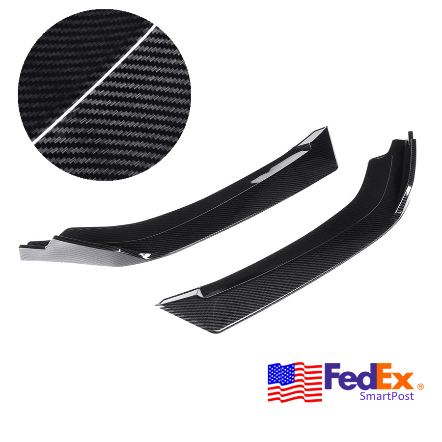 2x Carbon Fiber Style Car Front Bumper Lip Splitter Winglet Body Kit For Sedan