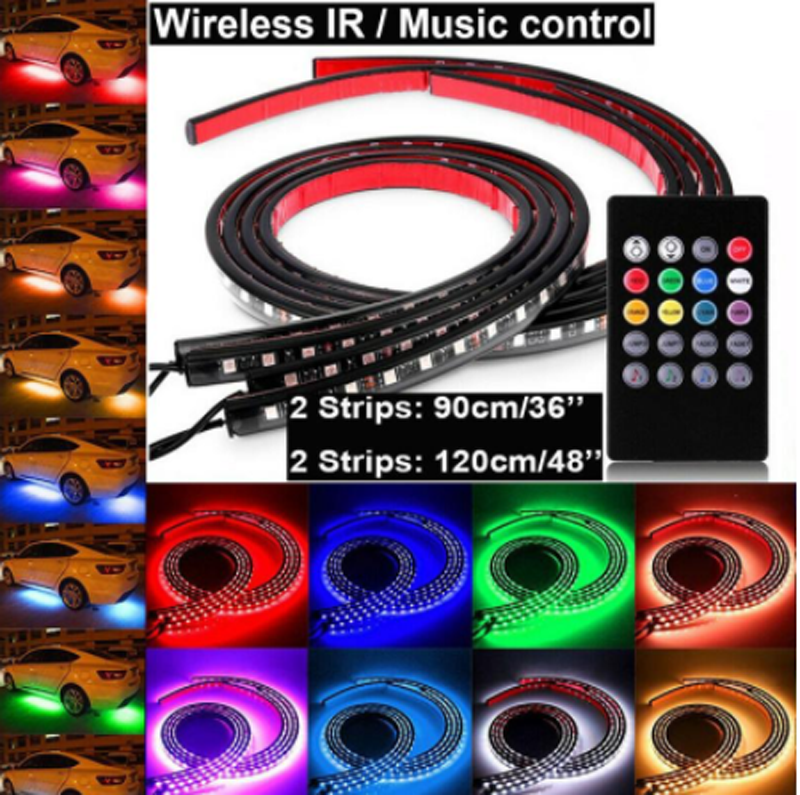4pcs Music Control RGB LED Under Car Strip Underbody System Glow Neon Light Kit