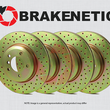 [FRONT + REAR] BRAKENETIC SPORT Cross DRILLED Brake Disc Rotors BSR101457