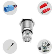 16mm 12V Car Truck LED Power Push Button Metal ON/OFF Switch Latching Aluminum
