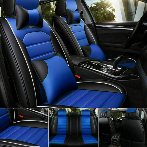 5D Car Seat Cover PU Leather Front Rear 5-Sit Interior Cushion Universal Protect