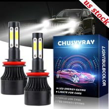 4-Side H11 LED Headlight Bulbs H8 H9 Kits 200W 32000LM Power 6000K White BLACK