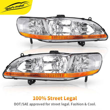 Headlights Assembly Replacement for 1998-2002 Honda Accord w/ Amber Reflector