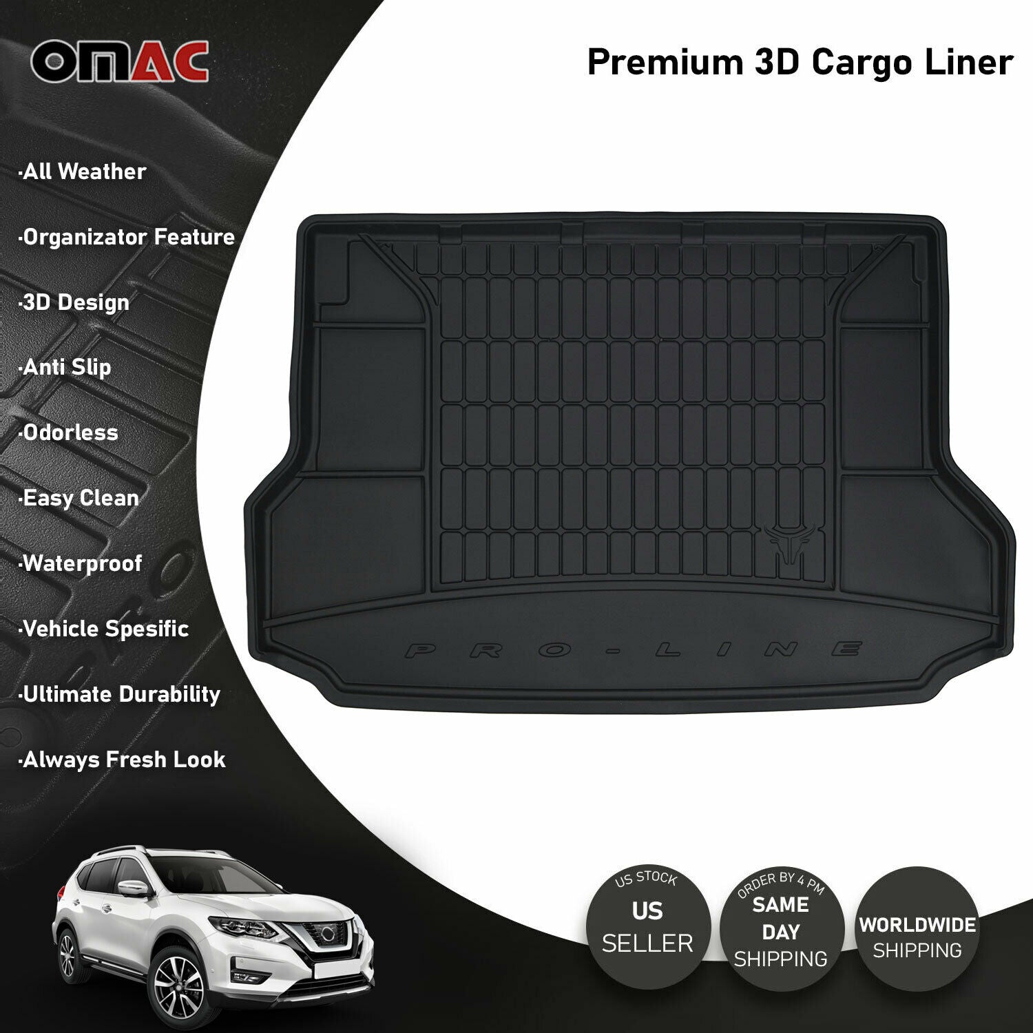 OMAC Premium Cargo Trunk Liner Black for Nissan Rogue 2017-2020