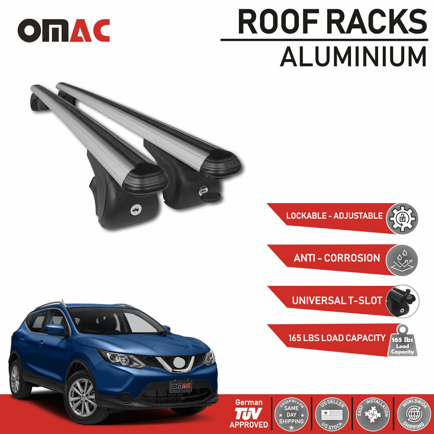 Roof Rack Cross Bars Carrier Rails Silver for Nissan Rogue Sport 2017-2020