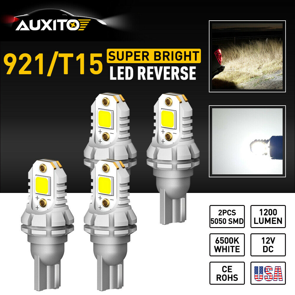 4X AUXITO T15 LED Reverse Backup Light Bulbs 921 912 1200LM 6500K Super White