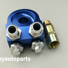 Blue Universal Aluminum Oil Cooler Kit Adapter Sandwich AN10 Fitting Turbo Plate