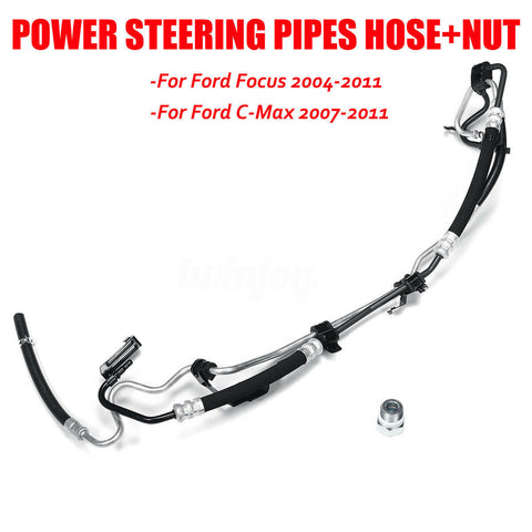 For Ford Focus/C-Max 2004-2011 Power Steering Pipes Hose + Nut 1743278 4747355
