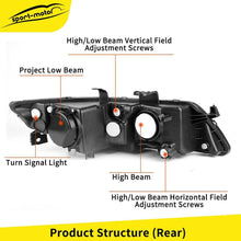 Black Projector Headlight for 2004 2005 Acura TSX Xenon HID Headlamp Replacement