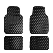Leather Car Floor Mats Universal Auto Car SUV Van Diamond Pattern Black