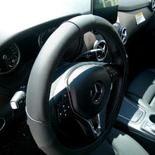 Black Non-Slip PU Leather Steering Wheel Cover 14.25-15" Durable Eco Friendly