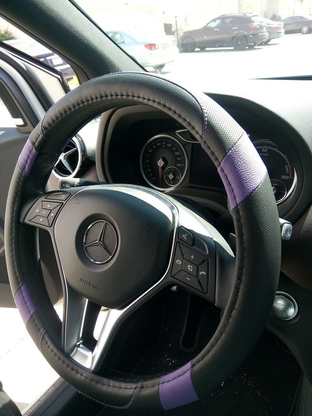 Limited Edition Black Purple PU Leather Steering Wheel Cover Lady First Choice