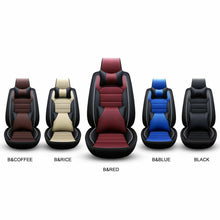 US 5D Car Sit Cover PU Leather Front Rear 5-Seats Cushion Universal Blue & Black