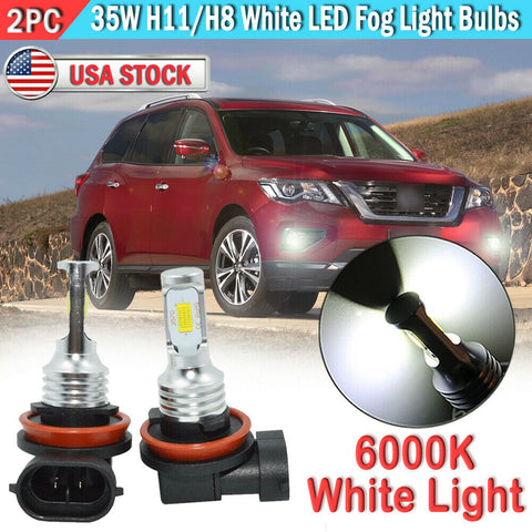 2x 70W Xenon White 6000K LED Fog Light For Nissan Murano Leaf Rogue Pathfinder