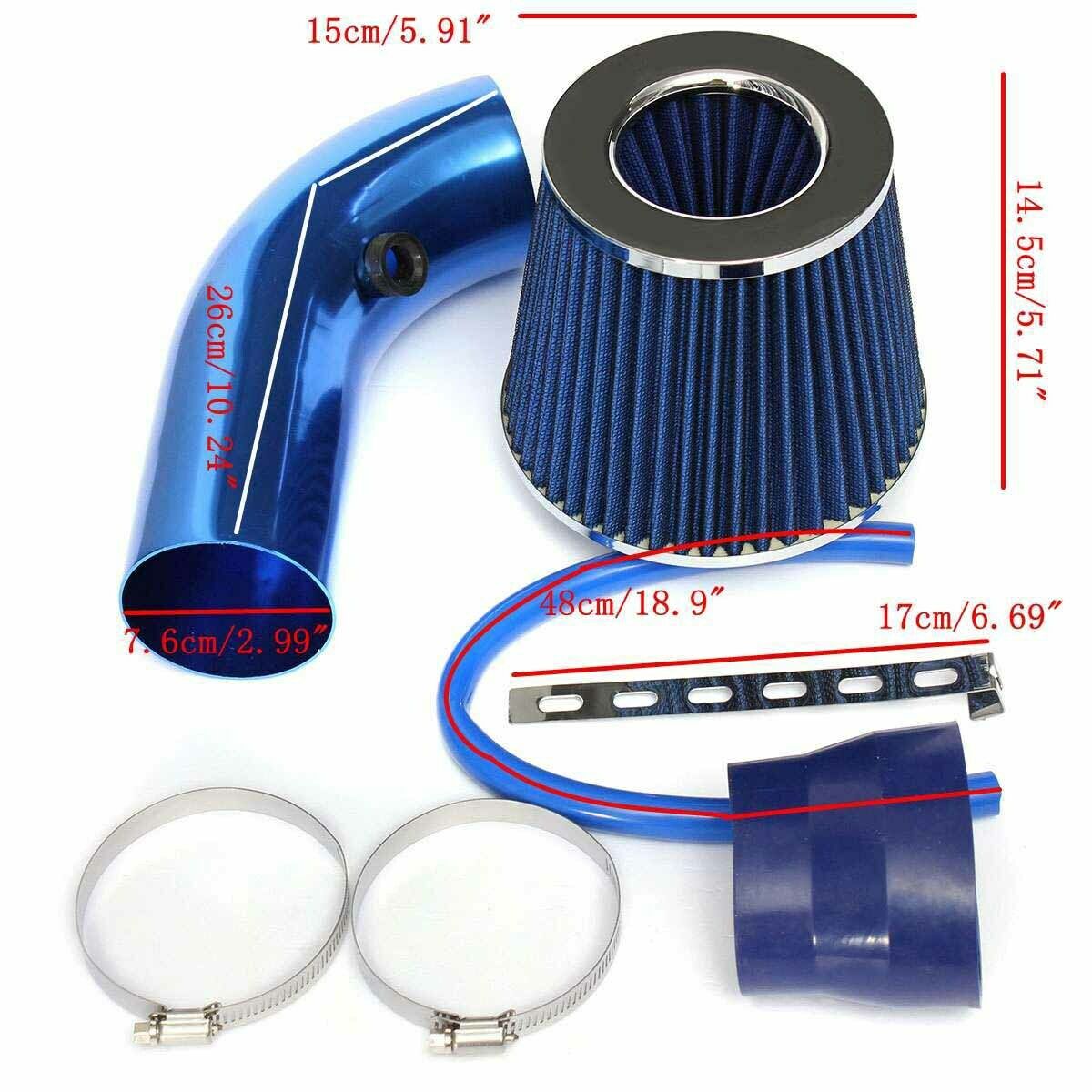 Universal 3'' Car Cold Air Intake Filter Alumimum Induction Kit Pipe Hose System