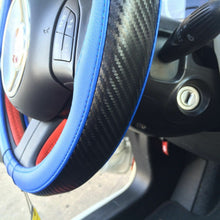Blue & Carbon Fiber Style Slip-On Steering Wheel Cover Tight Fit Sport New 2019