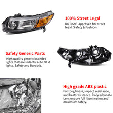 Headlights Assembly Replacement for 2006-2011 Honda Civic Coupe 2Dr Left+Right