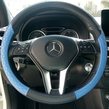 Black & Blue 14.25-15" PVC Leather Steering Wheel Cover Non-Slip Durable