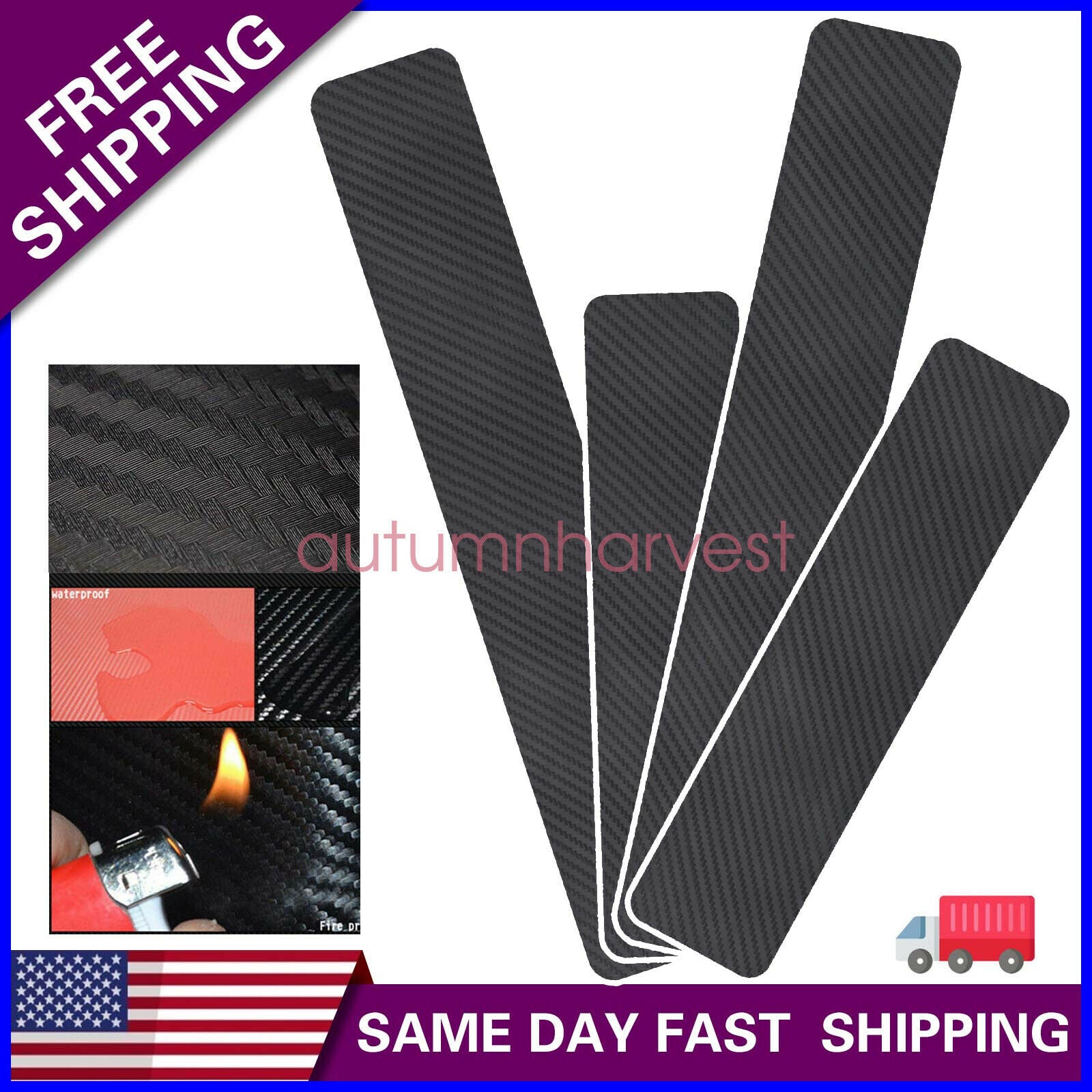 Accessories Door Plate Sill Scuff Cover Anti Scratch Sticker 4X Carbon Fiber Car