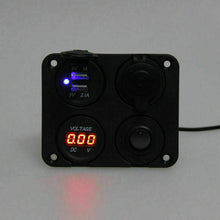 Marine Boat Car RV Voltmeter Dual USB Port 12V Power Socket 4 Hole Panel Switch