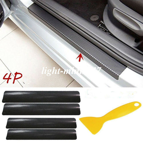 4x Carbon Fiber Car Door Plate Sill Scuff Cover Anti Scratch Sticker Accessories