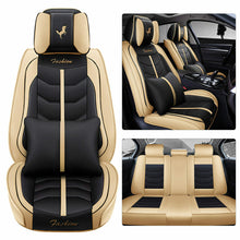 Black&Blue PU Leather Car Sit Covers Protector Universal 5-Seat Interior Set US