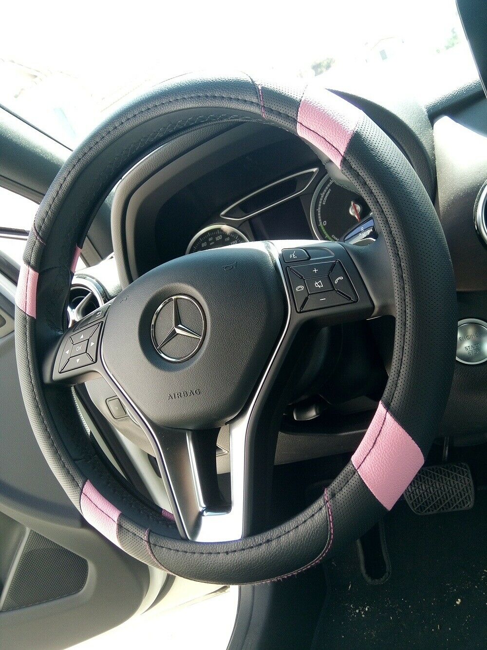 Limited Edition Black Pink PU Leather Steering Wheel Cover Lady Best Choice