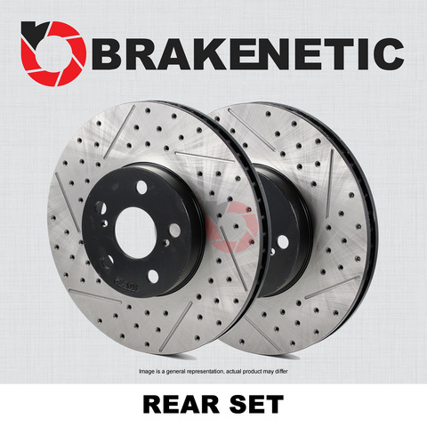 [REAR SET] BRAKENETIC PREMIUM Drilled Slotted Brake Disc Rotors BNP44207.DS