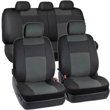 Charcoal/Black PU Leather Full Seat Cover Set w/Headrest Covers Sedan Truck SUV