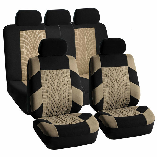 Car Seat Covers For Sedan SUV Truck Set Zipper Split Bench Beige Black