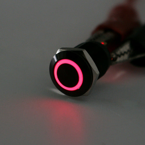 1x 12mm 12V 4Pin Red Angel Eye LED Metal Push Button Switch Momentary ON/OFF