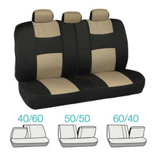 Beige & Black Car Seat Covers for Auto Set 5 Headrests Split Option Bench