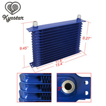 Blue 15-Row 10AN Universal Engine Transmission Oil Cooler + Filter Adapter Kit