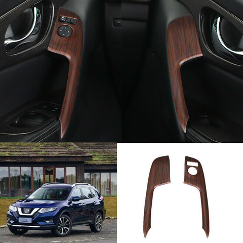For Nissan Rogue 2014-2020 ABS Wood grain car Front door armrest cover trim 2pcs