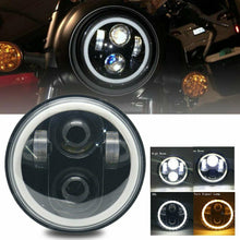 Black 5-3/4" 5.75 inch LED Projector Headlight Halo DRL for Harley Davidson Dyna