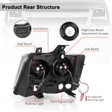 For 07-14 Chevy Avalanche/Suburban/Tahoe Black LED TUBE DRL Projector Headlight