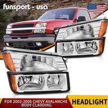 for 2002-2006 Chevy Avalanche Body Cladding Chrome Headlights+Bumper Signal Lamp