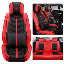 Black&Blue PU Leather Car Sit Covers Protector Universal 5-Seat Interior Set US