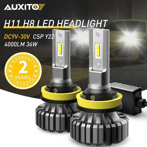 2*AUXITO H11 H8 LED Headlight Kit Low Beam Bulb Super Bright 6500K Fanless White