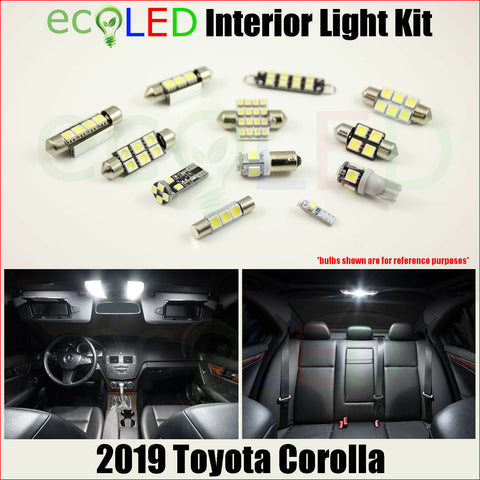 For 2019-2020 Toyota Corolla WHITE Interior LED Light Accessories Package Kit 8x